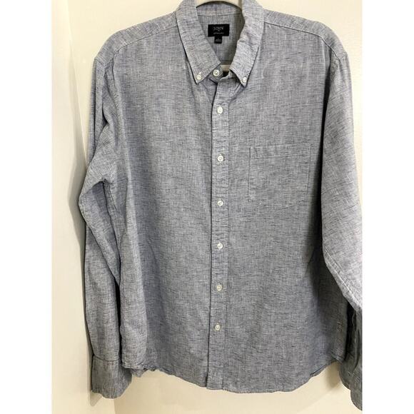 J. Crew Cotton/Linen Blend Button Down Shirt - Size L (EUC) - Picture 2 of 8